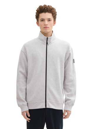 Tom Tailor Denim Sweatjacke TOM TAILOR DENIM, Herren, Gr. S, grau (light stone grau melange), Sweatware, Obermaterial: 95% Baumwolle, 5% Viskose, meliert, regular fit 