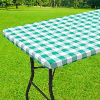 OEM 1 Mantel Rectangular Para Picnic, Mantel De Vinilo Laminado El&aacute;stico E Impermeable, Acampar Y Uso Al Aire Libre (verde + Blanco, 75183 Cm)