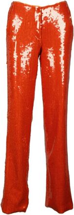 LaQuan Smith Broek - Dames - Wijde Broeken - Oranje - S - Polyester - Broeken
