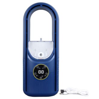 OEM Ventilador Sin Aspas, 6 Velocidades Ajustables, Dep&oacute;sito De Agua De 100 Ml, Silencioso, Usb, Con Funci&oacute;n De Nebulizaci&oacute;n Y Temporizador, Color Azul