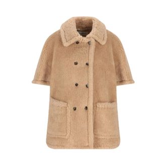 Max Mara Jassen, Dames, Beige, ONE Size, Alpaca and Cashmere Teddy Cape