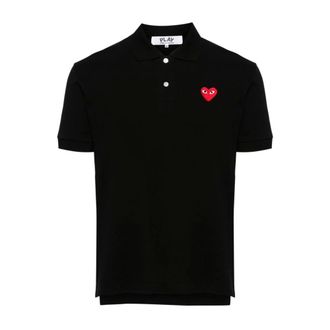 Comme Des Gar&ccedil;ons Polo Shirts, male, Black, Size: 2XL Signature Heart Patch Polo
