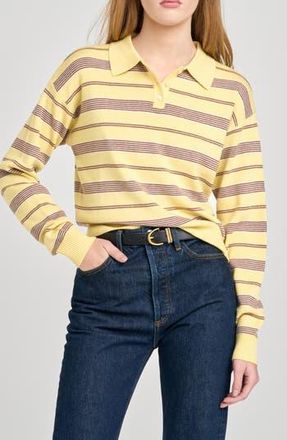 Wayf Carter Stripe Polo Sweater in Yellow Stripe at Nordstrom Rack, Size X-Large