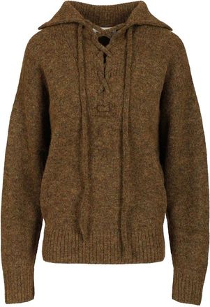 Isabel Marant Phylia Lace-up Jumper - female - Marant &eacute;toile - V-neck Knitwear - Brown - 2XS - Knitwear
