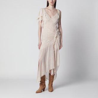 Isabel Marant Tylena asymmetric printed silk georgette dress in ecru