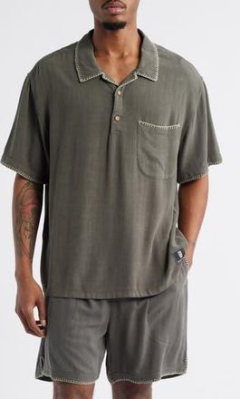 Standard Issue NYC California Blanket Stitch Oversize Polo in Kelp at Nordstrom Rack, Size Small