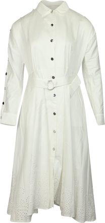 Maje Dress with Studded Sleeves in White Cotton