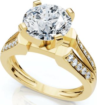 Pompeii3 Certified 2 1/5Ct Alexa Diamond Engagement Ring 14k Gold Lab Grown (2ct center)