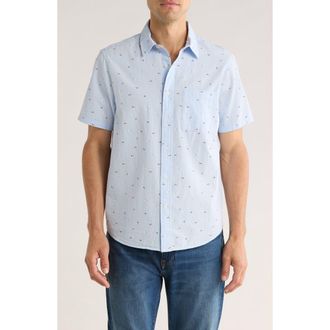 14th & Union Cotton Seersucker Short Sleeve Button-Up Shirt in Blue Sunny Day Flags at Nordstrom Rack, Size Xx-Large