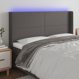 vidaXL Cabecero Con Led Cuero Sint&eacute;tico Gris 203x16x118/128 Cm Vidaxl