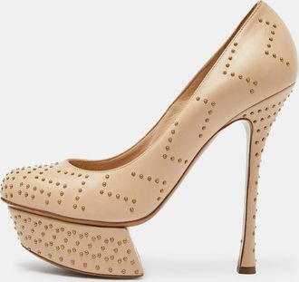 Nicholas Kirkwood Beige Studded Leather Platform Pumps