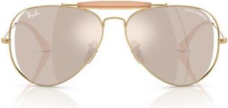 Ray-Ban Outdoorsman 53mm Mirrored Pilot Sunglasses in Arista/clear White Gold at Nordstrom