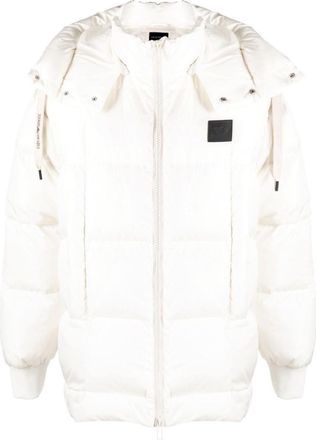 Emporio Armani White Quilted Hood Jacket