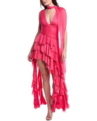 Alice & Olivia Alice + Olivia Holly Asymmetrical Ruffle Maxi Dress