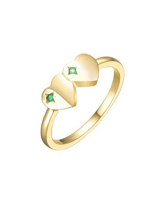 Rachel Glauber 14K Plated Cz Heart Ring