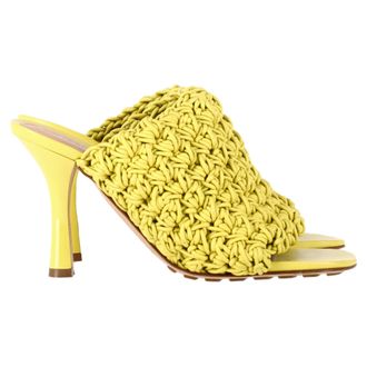 Bottega Veneta Pre-owned Womens Crochet Heeled Mules in Yellow Nappa Calf Leather - Size EU 37