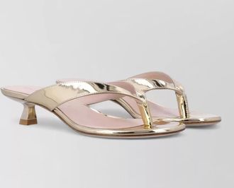 Stuart Weitzman rio thong sandal metallic kitten heel