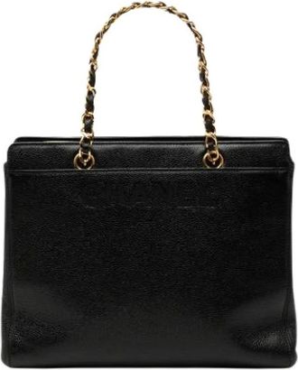 Chanel Pre-owned Shoulder Bags, female, Black, Size: ONE SIZE Pre-owned Leather Tote