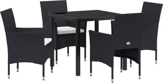 vidaXL Garden Dining Set with Cushion 5 pcs Black Poly rattan vidaXL