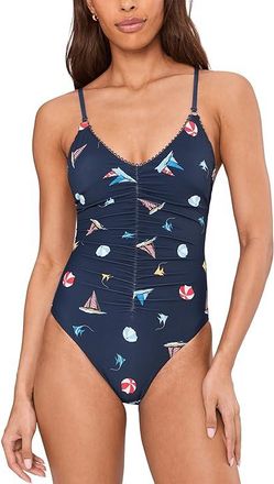 Seafolly BeachClub V-Neck One-Piece Womens Swimsuits One Piece True Navy : AUS 18 (US Womens 14), Elastane/Nylon