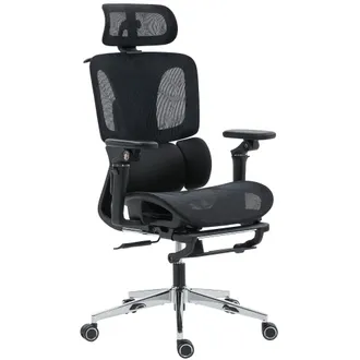 HOMCOM Homcom Sedia Da Scrivania Ergonomica In Rete Con Braccioli E Poggiatesta, Nero