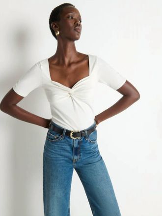 Nation Ltd Lana Twisted Top In Porcelain