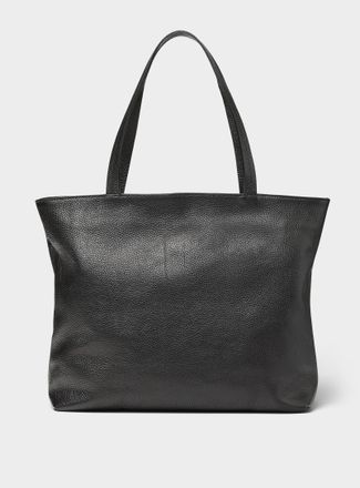 Simons Womens Pebbled leather zipped Tote Bag Exclusive collection from Italy