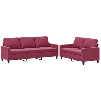 vidaXL Vidaxl - Juego De Sof&aacute;s Con Cojines 2 Piezas Terciopelo Rojo Tinto