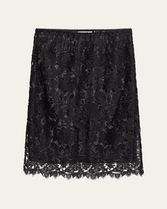 Chloé High-Waist Floral Lace Pull-On Skirt