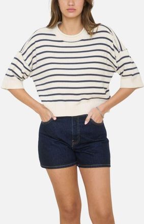 J.O.A. Stripe Cotton Blend Sweater in Navy at Nordstrom, Size Medium
