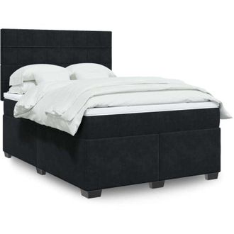 vidaXL Cama Box Spring Con Colch&oacute;n Terciopelo Negro 140x200 Cm Vidaxl