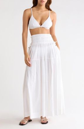 Elan Smocked Cover-Up Midi Skirt in White at Nordstrom, Size X-Large