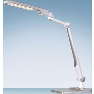 Styro L&aacute;mpara De Escritorio Led Multiflex Abs.eisen.ps Blanco / Plata H.600mm Con Pie + Abrazadera