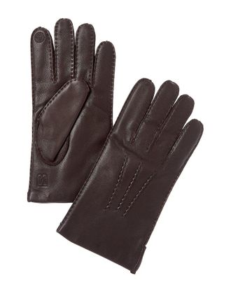 Bruno Magli Wool-Trim Leather Gloves