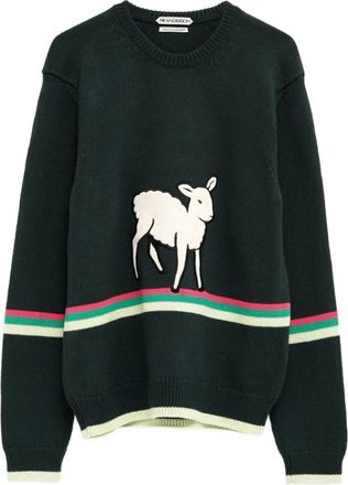 J.W.Anderson Trui met patchdetails - Dames - Ronde hals truien - Groen - XS - Truien & Vesten