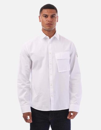 Belstaff Mens Garment Dye Cotton Scale Shirt - White - Size: Regular/34