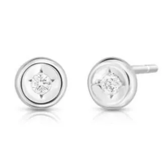 Roberto Coin Roberto Coin 18K White Gold Earrings With 2 Round Diamonds