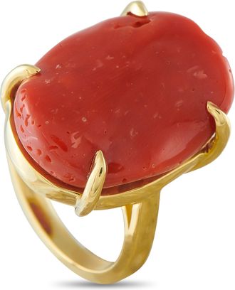 Luxury Bazaar 18K Yellow Gold Coral Ring MF12-042926