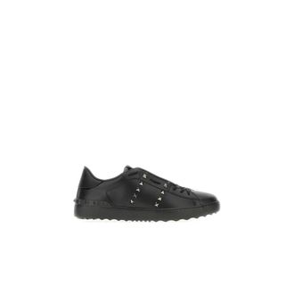 Valentino Garavani Sneakers, male, Black, Size: 6 1/2 US Leather Lace-Up Sneakers