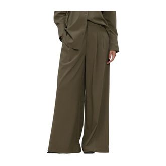 MY ESSENTIAL WARDROBE MWHace Sille High Wide Pant - Dames - Broeken - Groen - Maat: XL Viscose