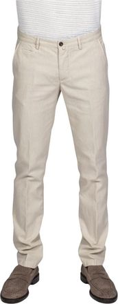 BRIGLIA 1949 Linnen Bridle Broek voor Mannen - Heren - Straight fit broeken - Beige - 2XL - Linnen - Broeken