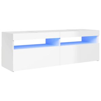 Berkfield Home TV Cabinet with LED Lights High Gloss White 120x35x40 cm | Size: 120 x 35 x 40 cm