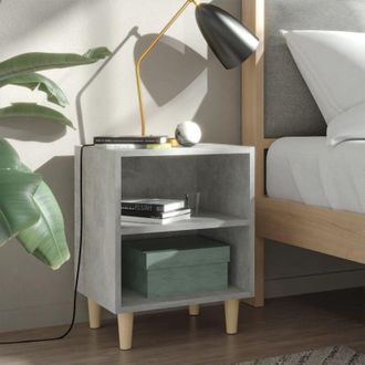 vidaXL Vidaxl - Bed Cabinets with Solid Wood Leg 2 pcs Concrete Grey 40x30x50cm