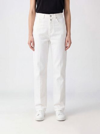 Christophe Lemaire Jeans straight a vita alta in denim di cotone color latte