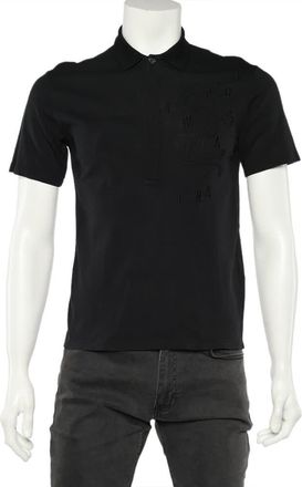 Emporio Armani Black Logo Embroidered Cotton Pique Polo T-Shirt