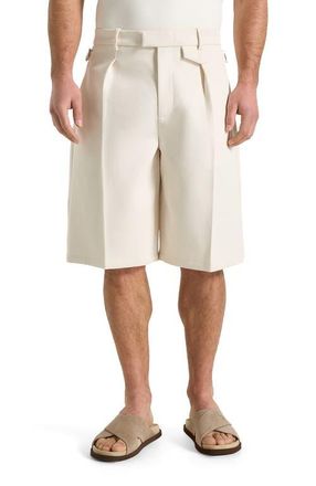 Mani&egrave;re De Voir Auguste Tailored Twill Bermuda Shorts in Cream at Nordstrom, Size 32