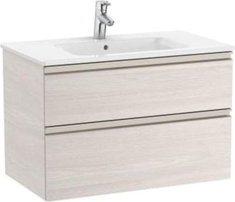 Roca Pack Unik Mueble Base De Dos Cajones + Lavabo Central The Gap - Roca Color: Fresno N&oacute;rdico - Medidas: 805x460x537 Mm