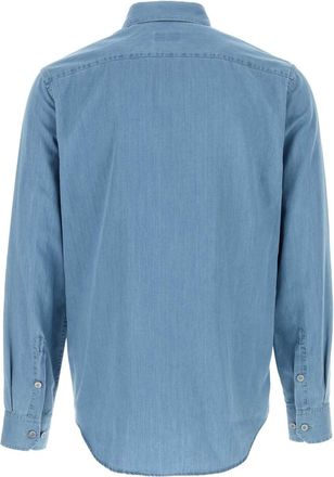 Giorgio Armani Mens Denim Shirt Light Blue Cotton