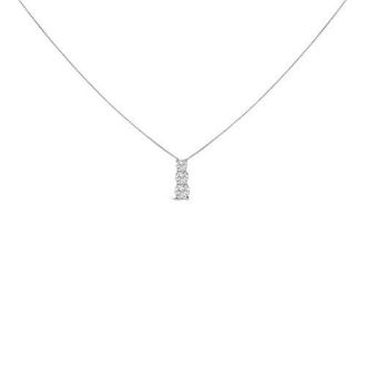 House of Brilliance 14K Gold 1/2 Cttw Lab Grown Diamond Three Stone Pendant Necklace in White at Nordstrom