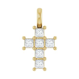 Diamond2Deal 14k Gold Princess Cut 1/4ct Lab-Grown Diamond Pendant
